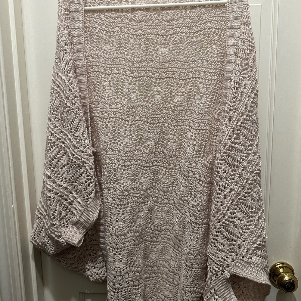 Knit Beige Open-Front Cardigan